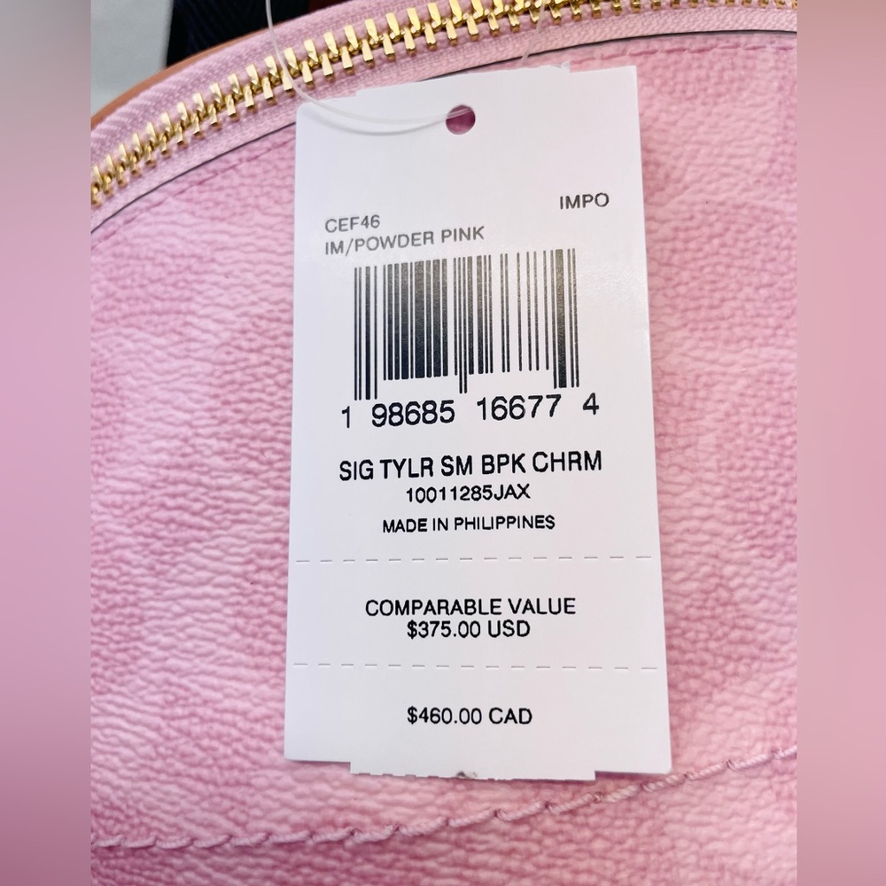COACH Taylor Small Backpack In Signature Canvas With Charms CEF46 Powder Pink - Picture 9 of 9